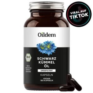 Oildem Bio-Schwarzkümmelöl Kapseln Vegan (UNGEFILTERT). (Ohne Hitze)